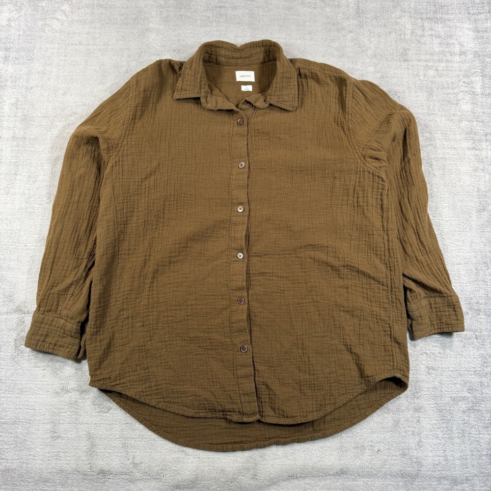 Wilfred Free Button Down Shirt Womens Small Brown Gauze Relaxed Casual Earthy